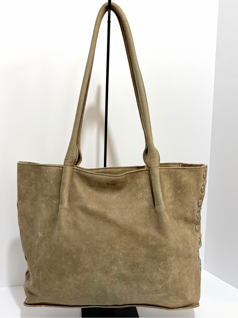 Hammitt Oliver Large Tote Bag In Grey Pewter Distressed Leather/ Brushed Silver